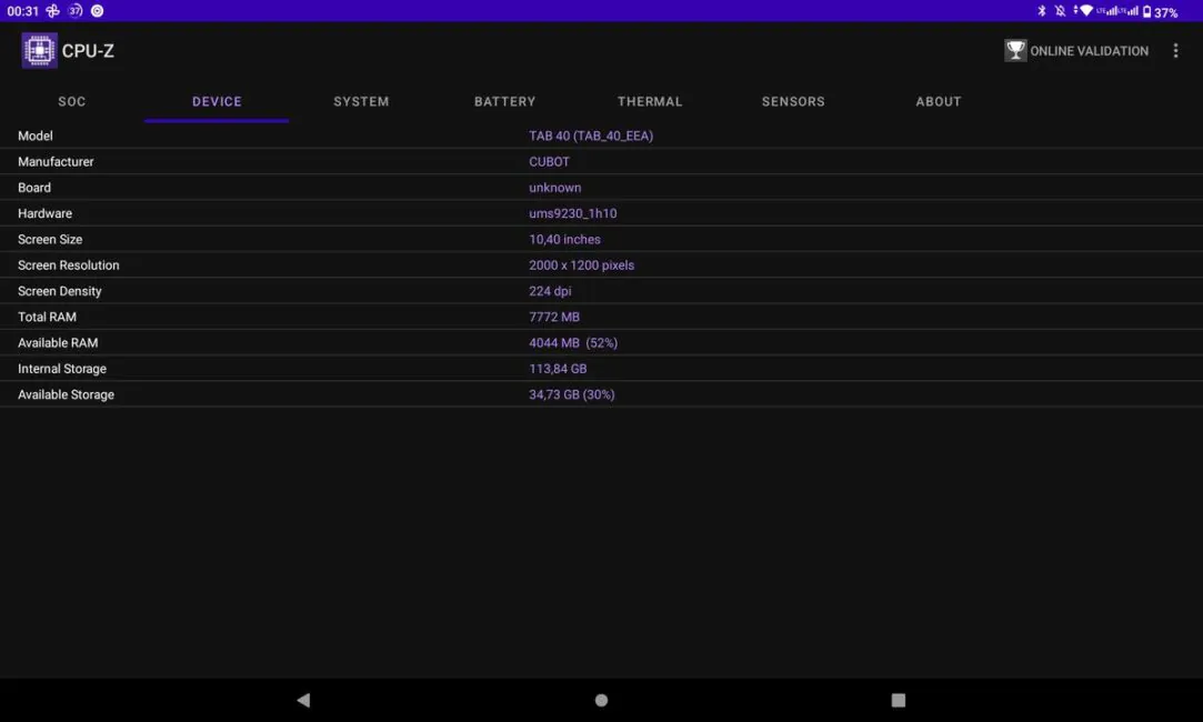 Cubot Tab 40 Specs