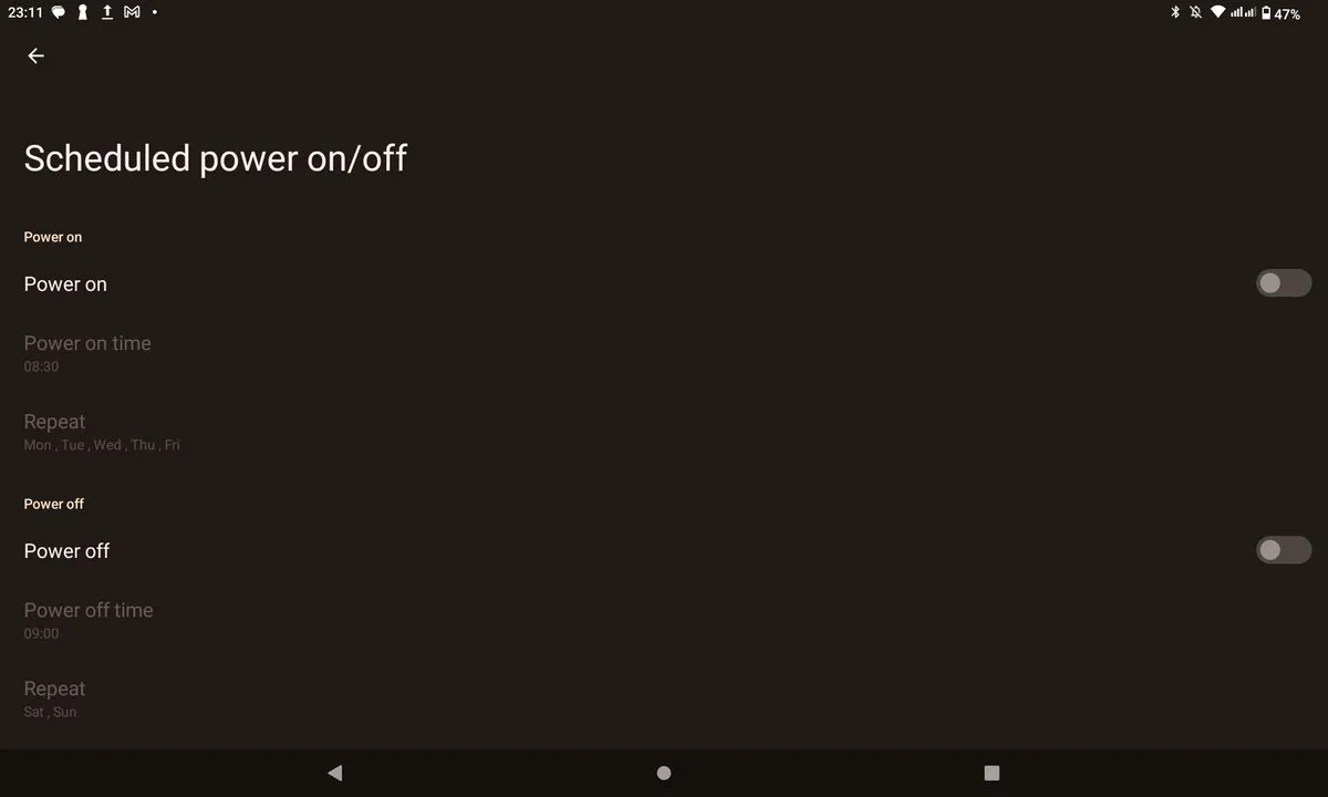 Cubot Tab 40 scheduled power on and off