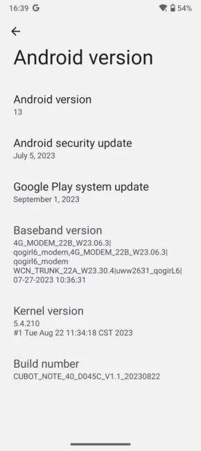 Cubot note 40 Android 13