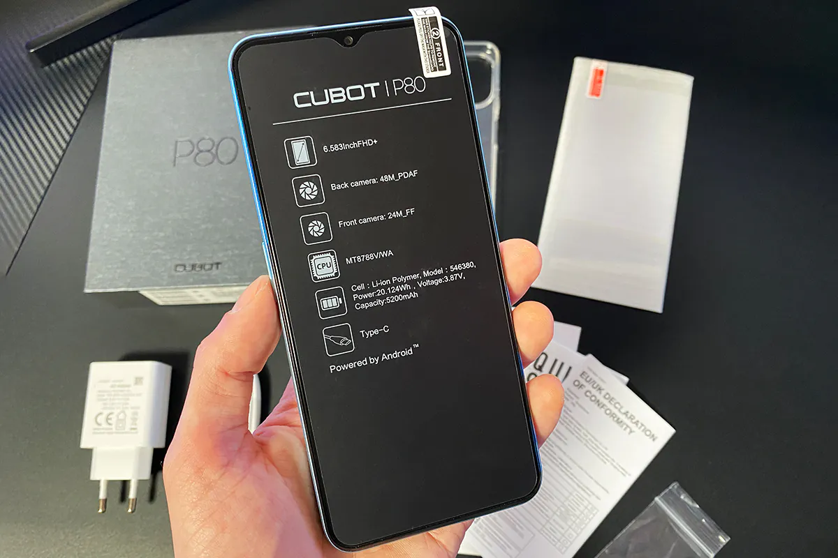 Cubot P80 with a 5200 mAh battery, FHD+ display, and a 48MP camera