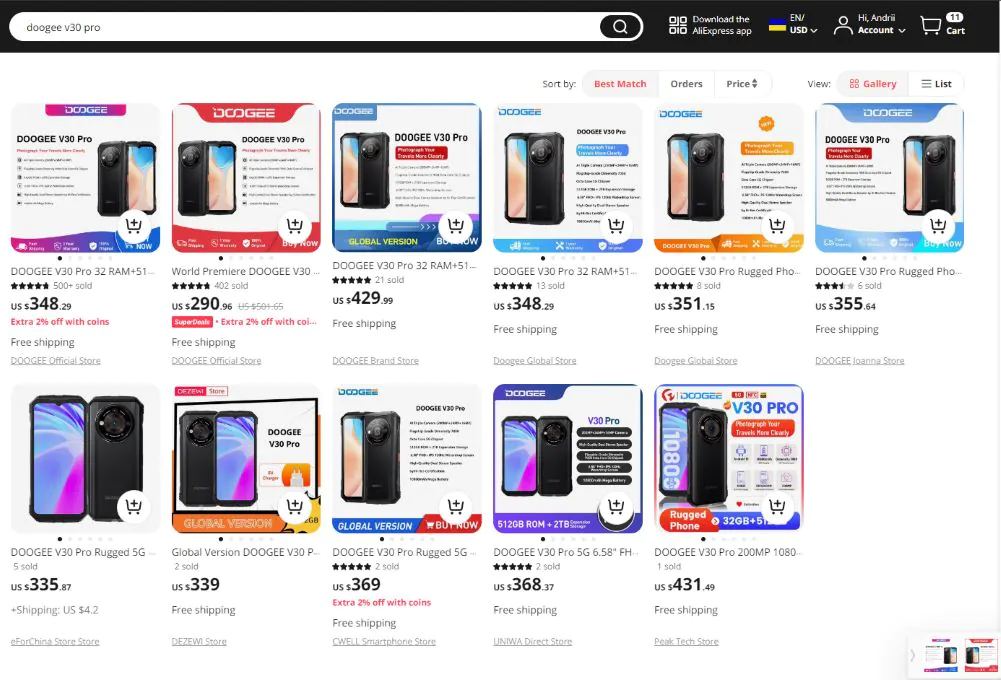 DOOGEE V30 Pro AliExpress price