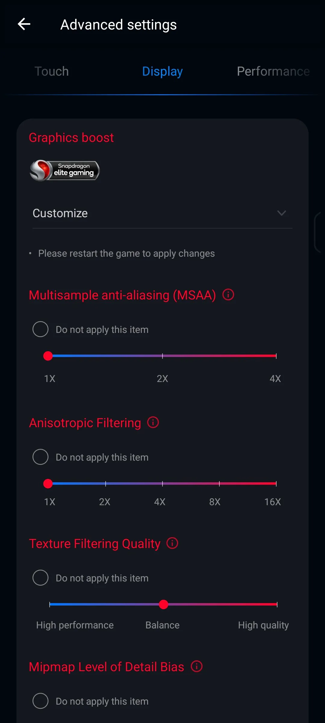 Advanced gaming tuning