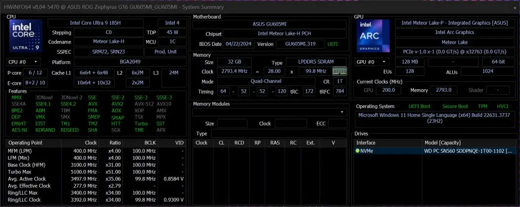 ASUS ROG Zéphyrus G16 2024 (GU605MI-QR064W)