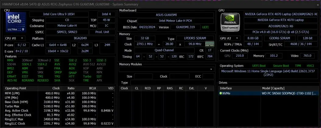 ASUS ROG Zéphyrus G16 2024 (GU605MI-QR064W)