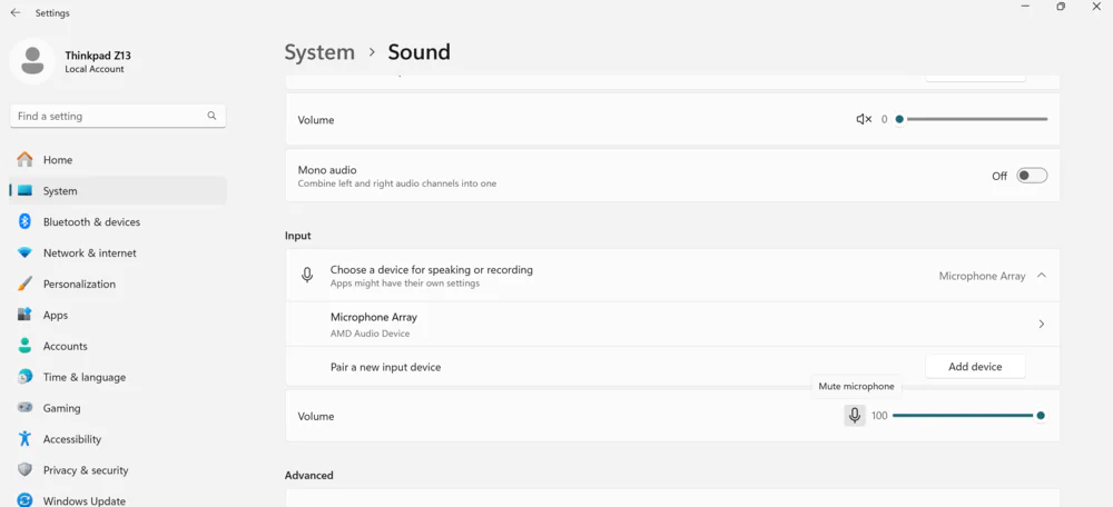 microphone in Windows 11