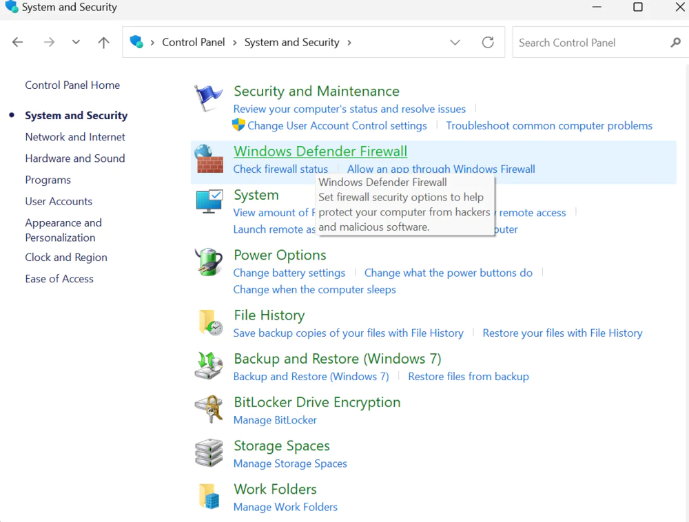 Windows Defender Firewall