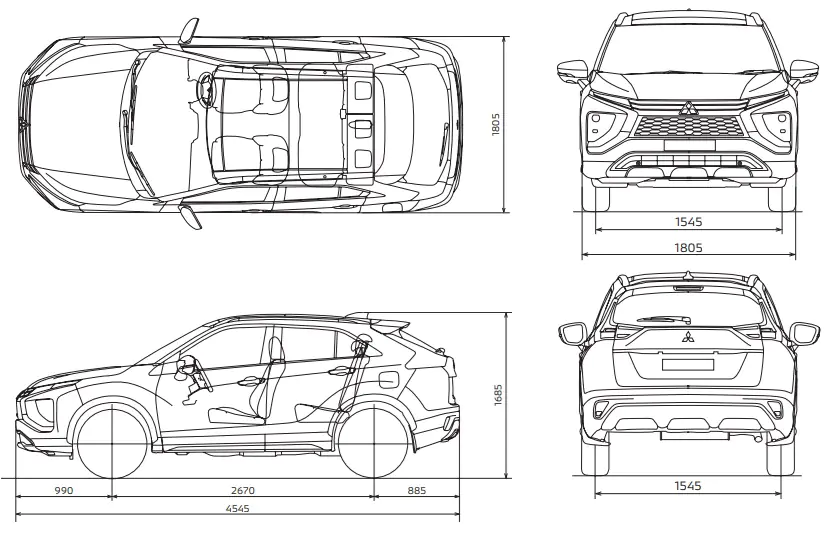 Mitsubishi Eclipse Cross - Drawing and Dimentions