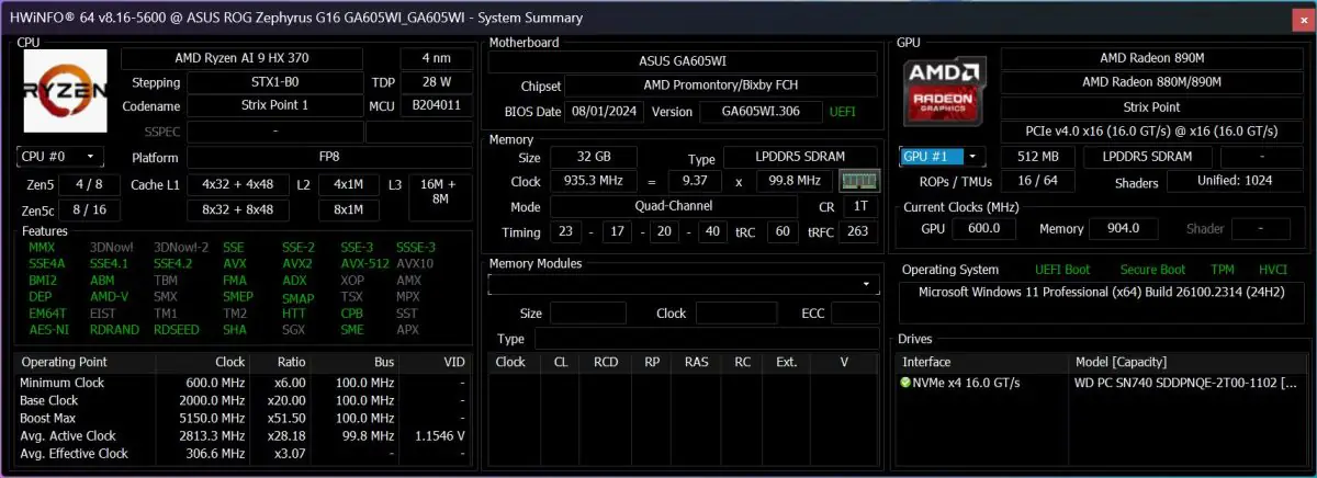 ASUS ROG Zephyrus G16 2024 (GA605WI-QR107X)