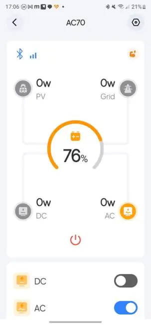 BLUETTI AC70 - Mobile App