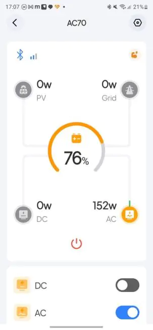 BLUETTI AC70 - Mobile App