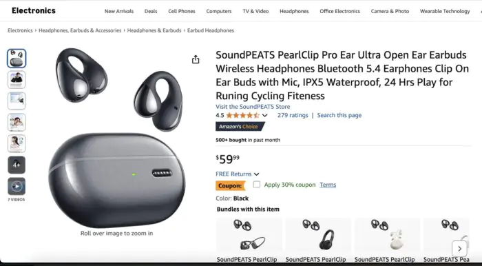 prix amazon du casque soundpeats pearlclip pro